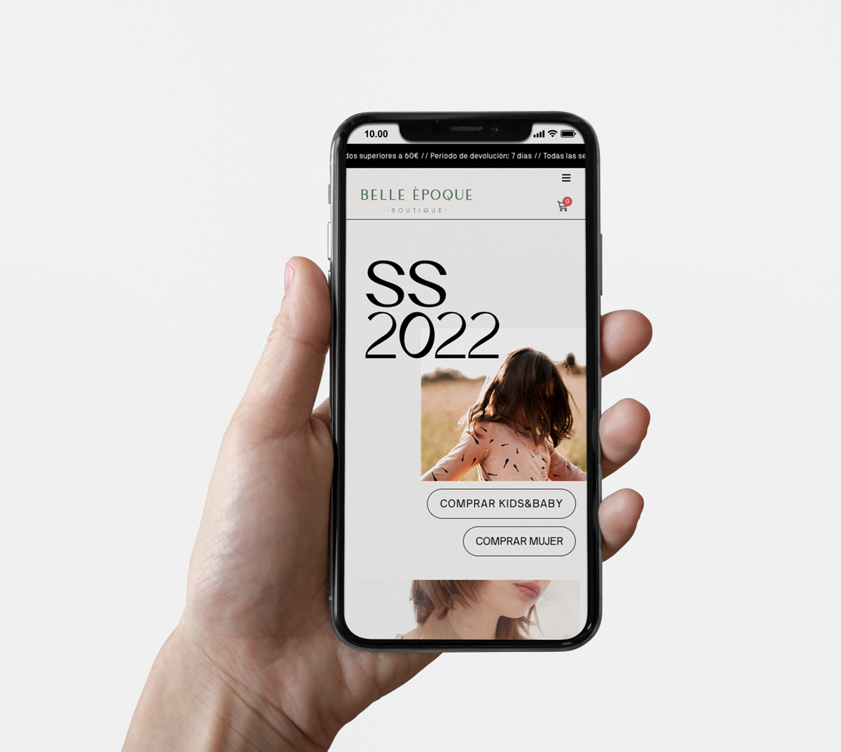 Diseño y desarrollo de tienda online para Belle Èpoque. Vista detalle web en iPhone.