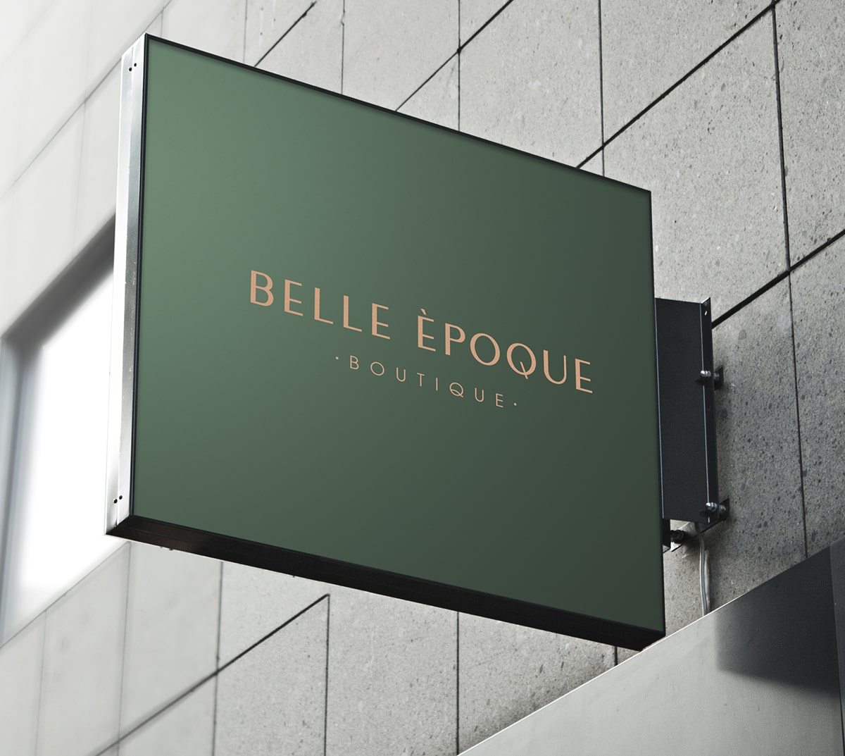 Diseño y desarrollo de identidad visual corporativa para Belle Èpoque. Banderola exterior.