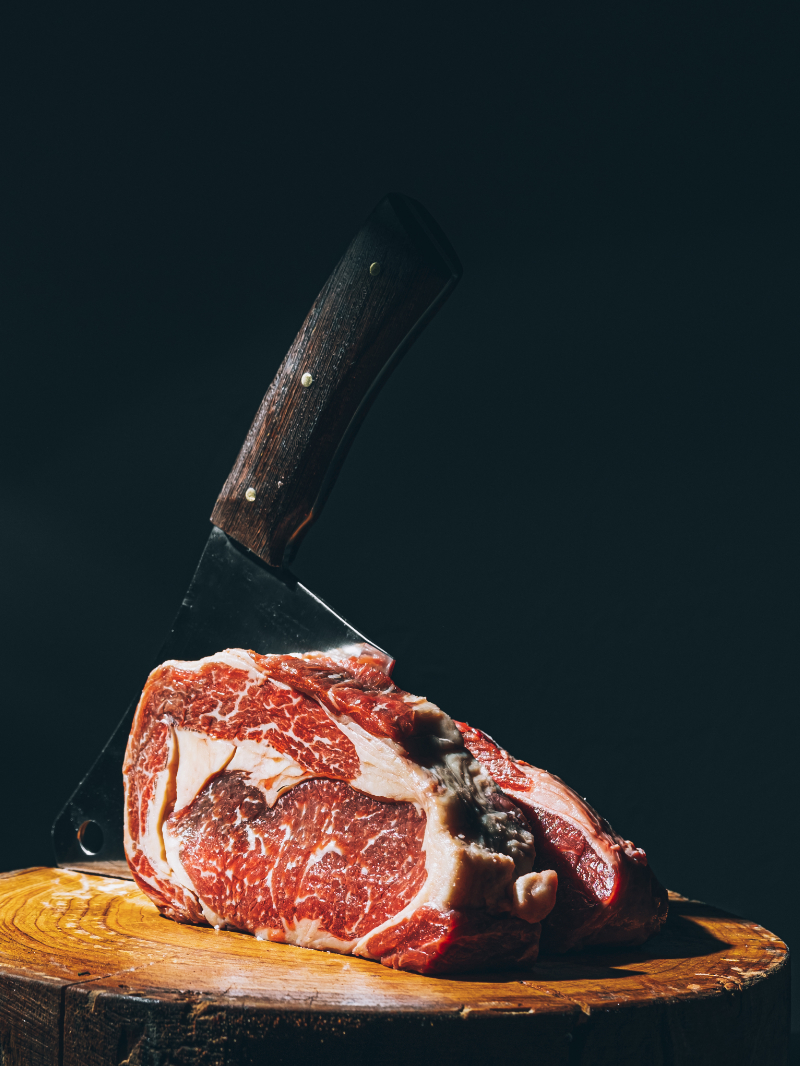 Diseño y desarrollo de website e-commerce para Carnes Campoy. Foto corporativa. Detalle pieza de carne madurada.