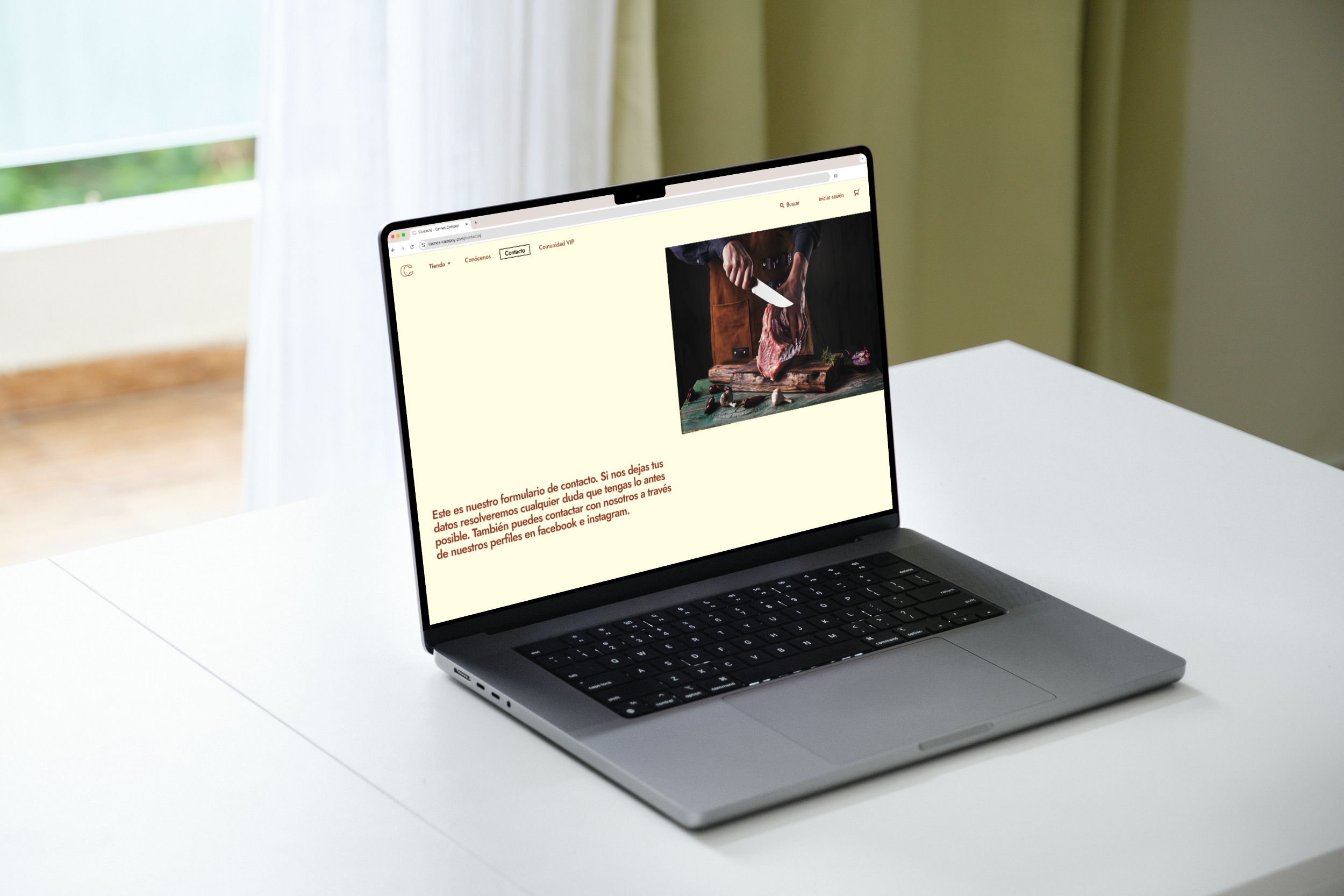 Diseño y desarrollo de website e-commerce para Carnes Campoy. Vista laptop.