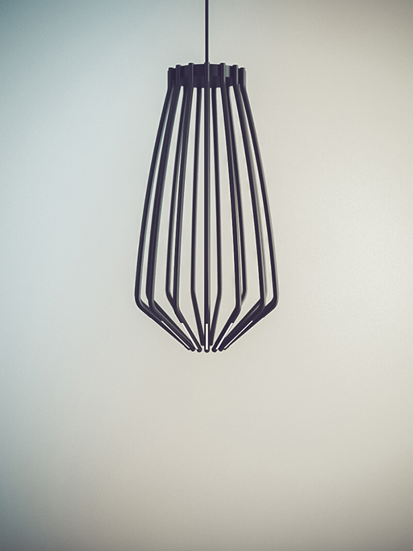 Diseño y desarrollo de identidad visual corporativa para Class Lighting. Detalle lámpara Gabia big.