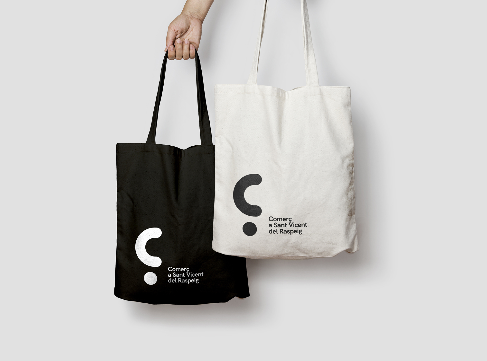 Diseño y desarrollo de identidad visual corporativa para Concejalía de Comercio del Ayuntamiento de San Vicente del Raspeig. Diseño tote-bag.