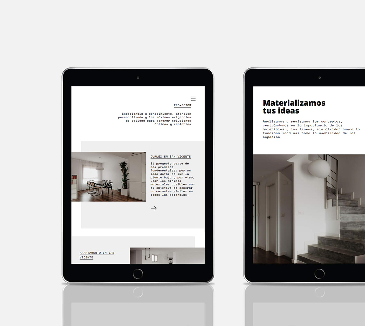 Diseño y desarrollo de website corporativo para CRP Arquitectura y diseño. Vista web iPad.