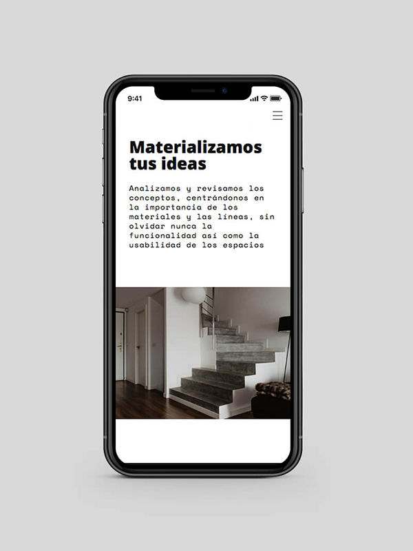 Diseño y desarrollo de website corporativo para CRP Arquitectura y diseño. Vista web movil.