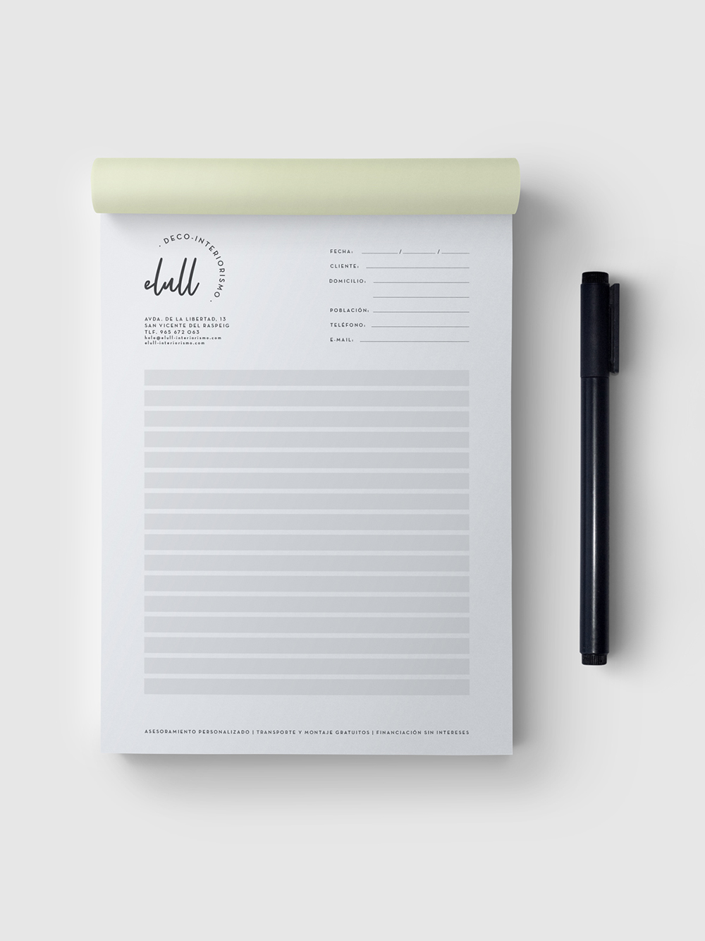 Diseño y desarrollo de identidad visual corporativa para Elull Deco-interiorismo. Notebook.