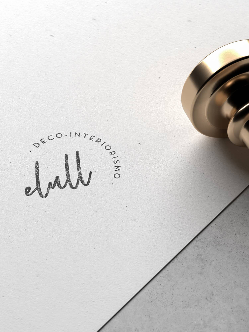 Diseño y desarrollo de identidad visual corporativa para Elull Deco-interiorismo. Sello de caucho.