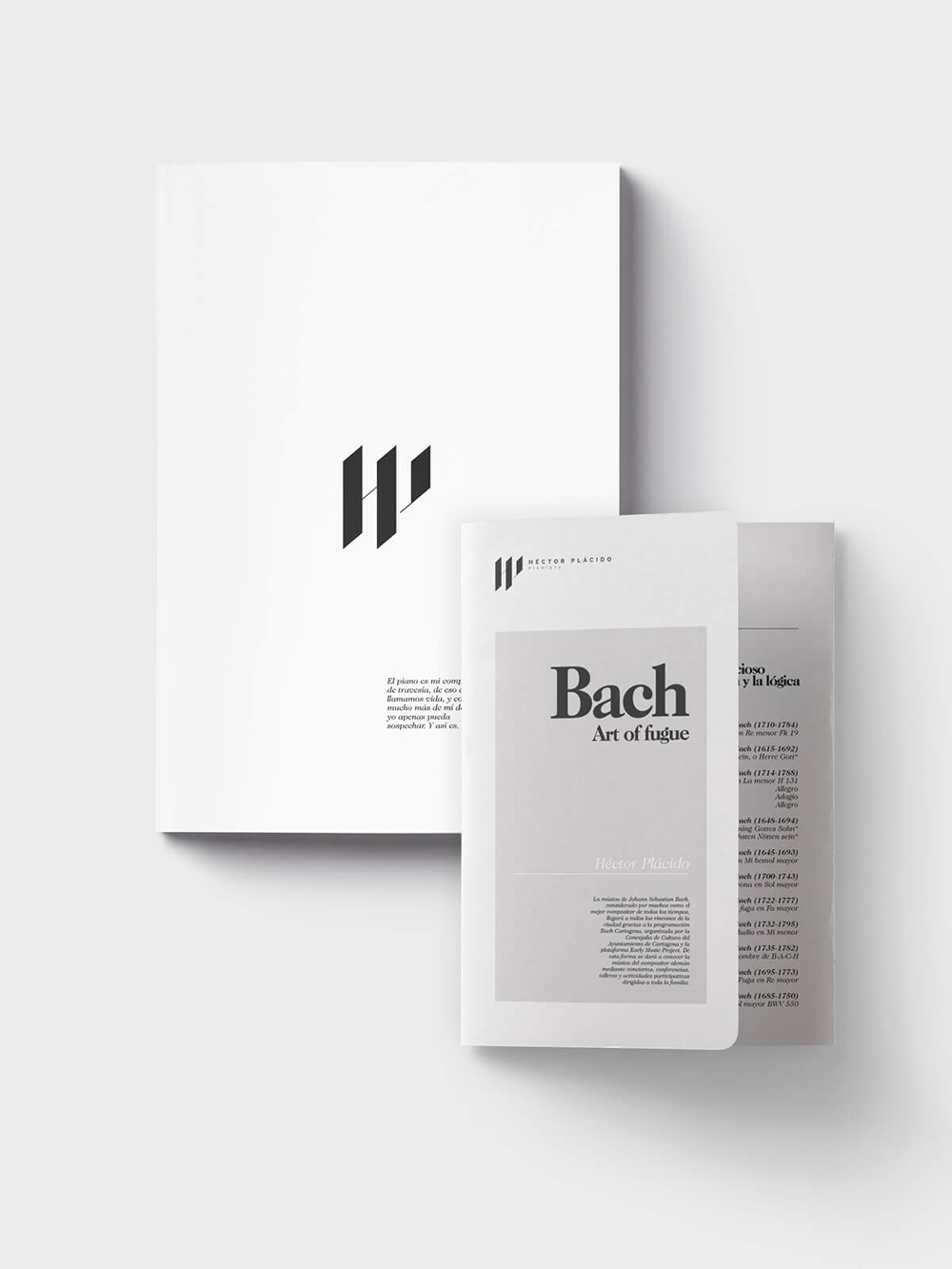 Diseño y desarrollo de identidad visual corporativa para Héctor Plácido, pianista. Brochure.