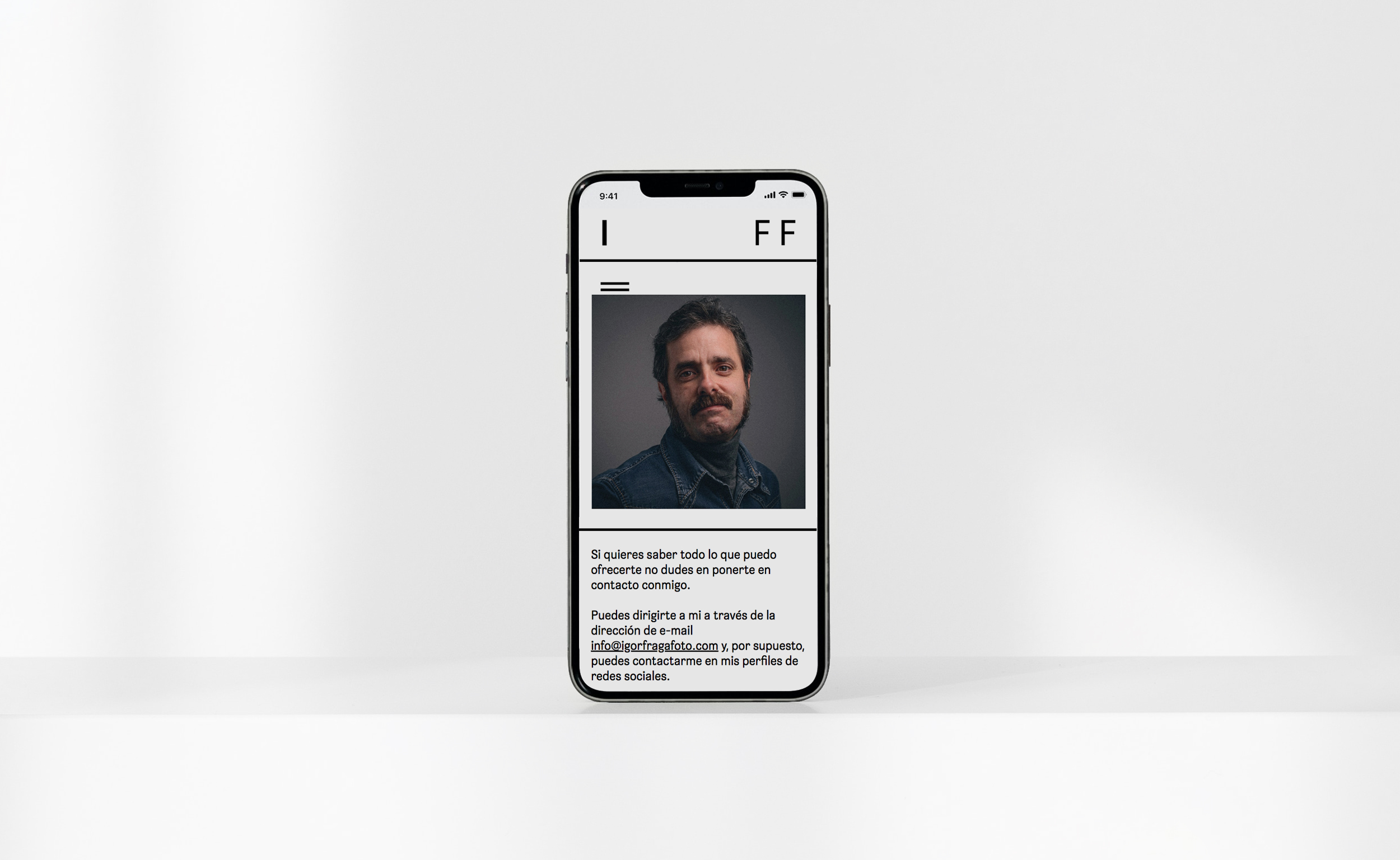 Diseño y desarrollo de website corporativo para Igor Fraga Fotografía. Detalle sección web iPhone.