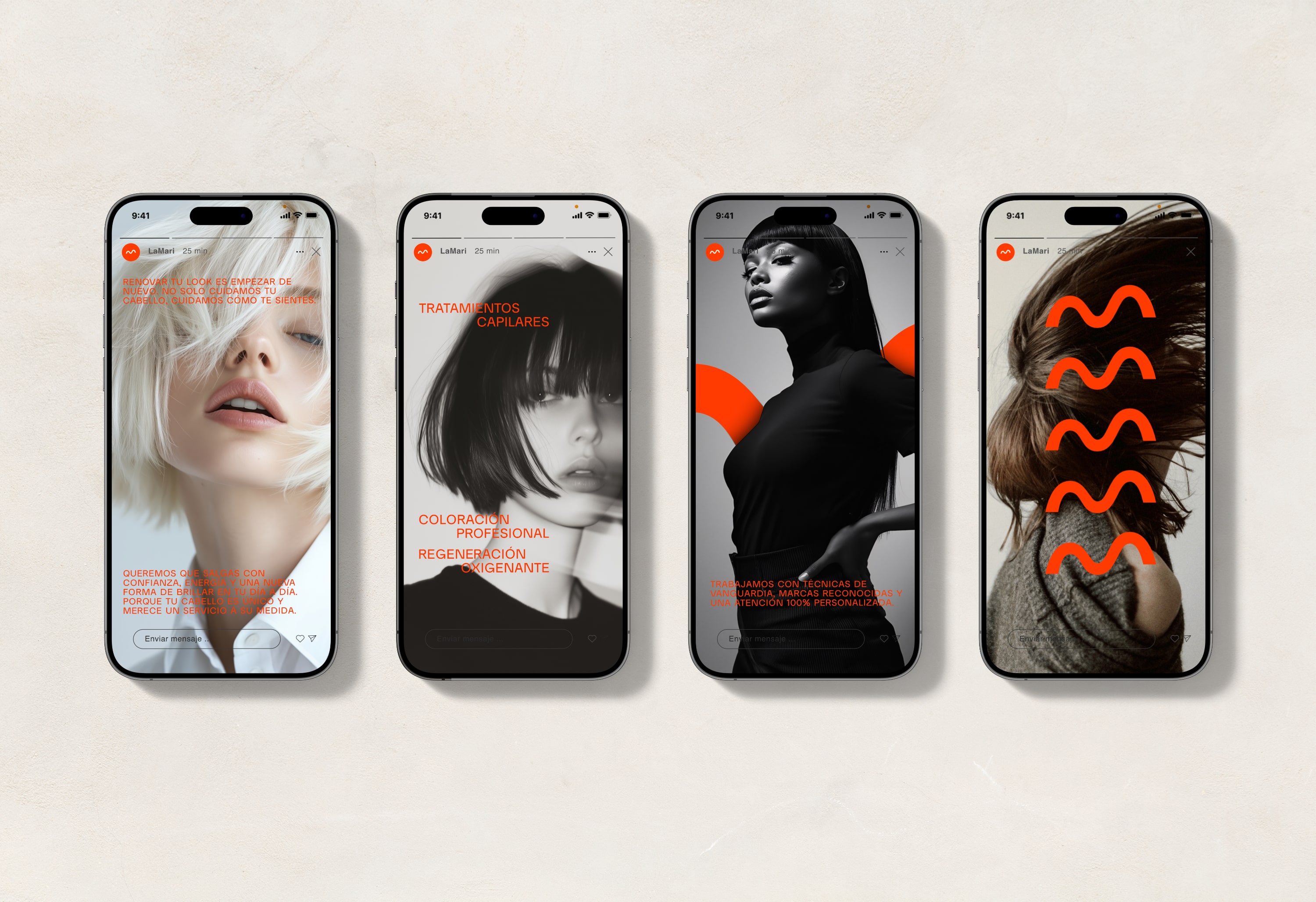 Diseño y desarrollo de identidad visual corporativa para LaMari. Detalle diseño de RRSS.