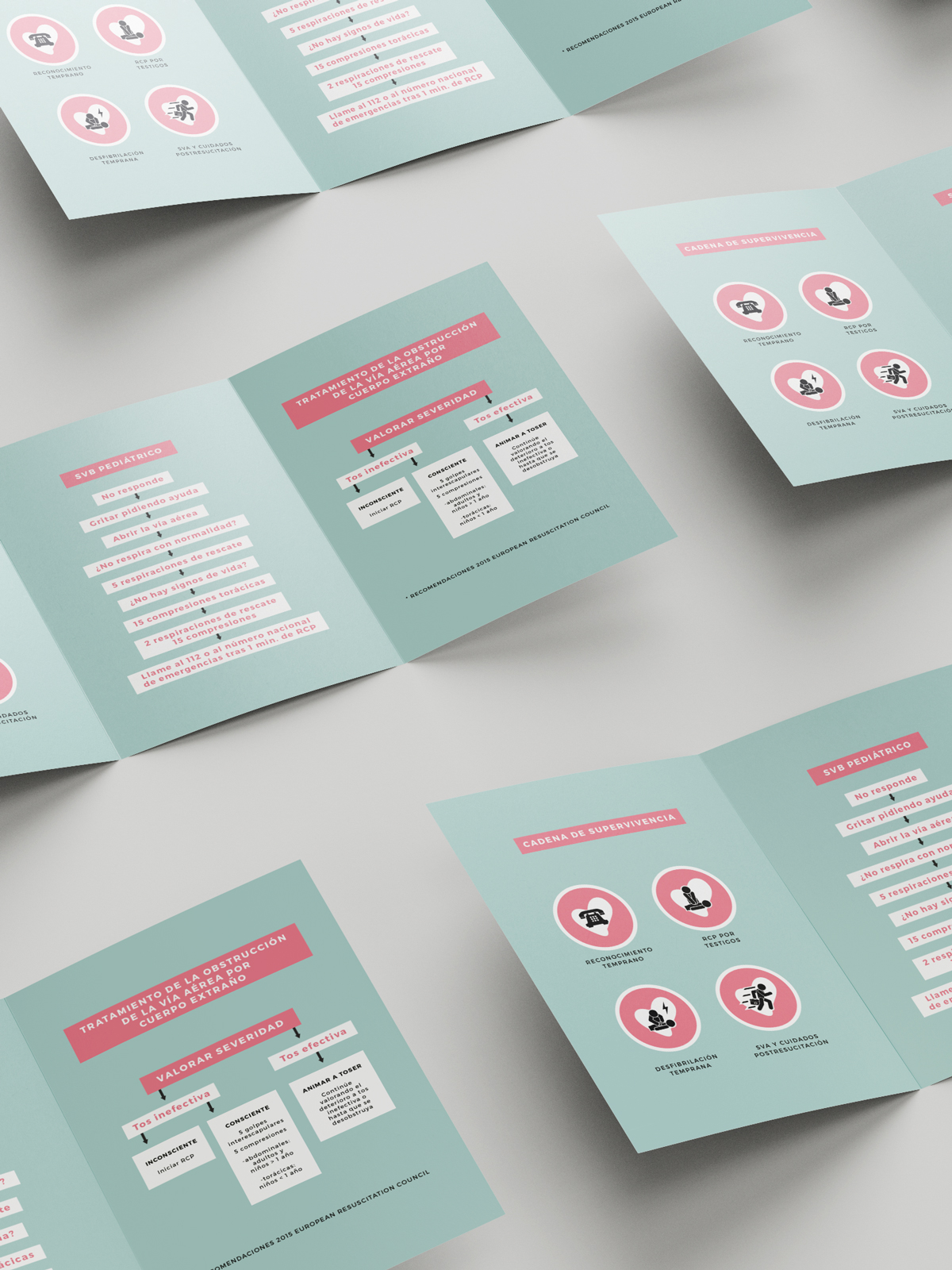 Diseño y desarrollo de identidad visual corporativa para Late, formación en soporte vital. Diseño díptico pequeño.