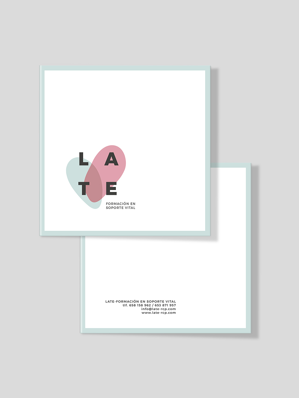 Diseño y desarrollo de identidad visual corporativa para Late, formación en soporte vital. Diseño díptico.