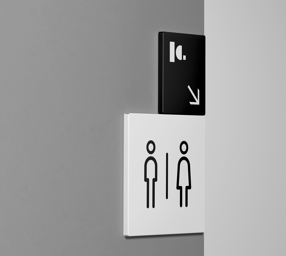 Diseño y desarrollo de identidad visual corporativa para Lugares Comunes. Señalética interior.