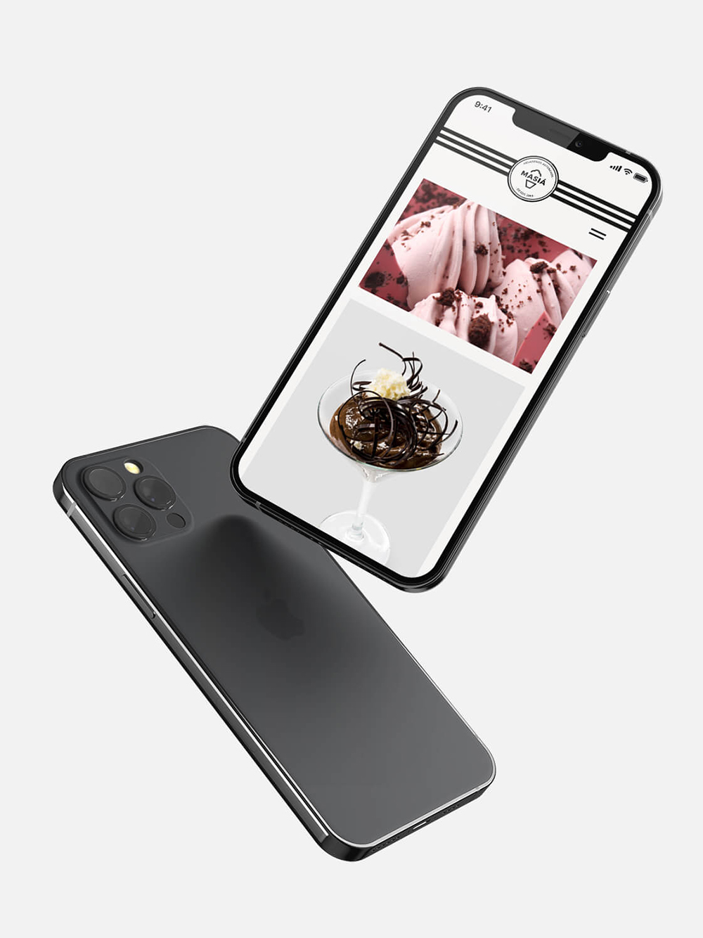 Diseño y desarrollo de website corporativo para Masiá Heladeros Artesanos. Vista detalle web mobile.