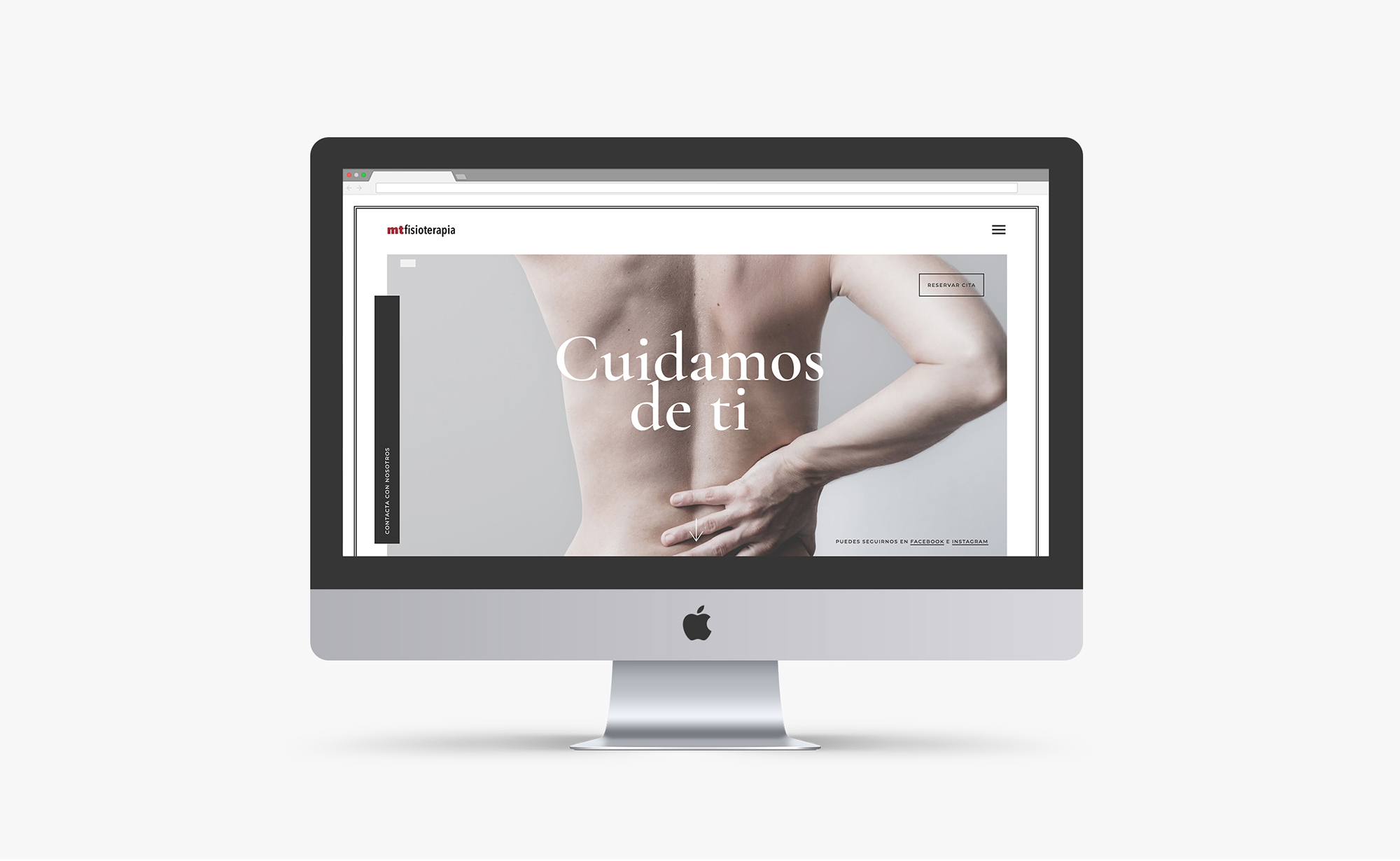 Diseño y desarrollo de website corporativo para MT Fisioterapia. Vista home page sobremesa.
