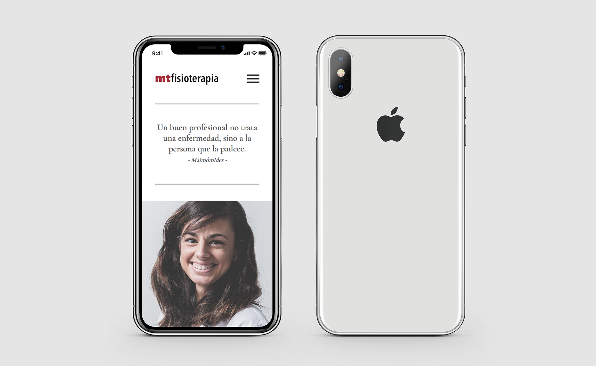 Diseño y desarrollo de website corporativo para MT Fisioterapia. Vista web iPhone.