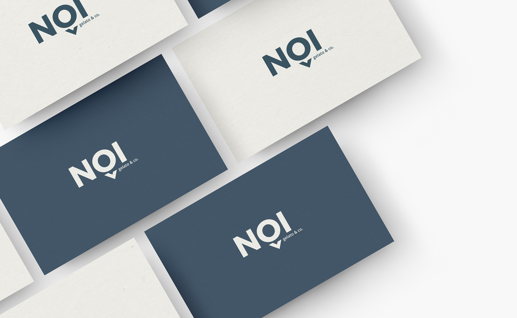 Diseño y desarrollo de identidad visual corporativa para NOI Gelato&Co. Tarjetas de visita.