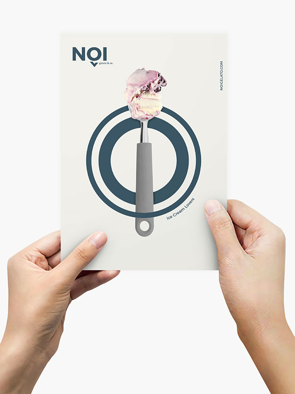 Diseño y desarrollo de identidad visual corporativa para NOI Gelato&Co. Flyer.