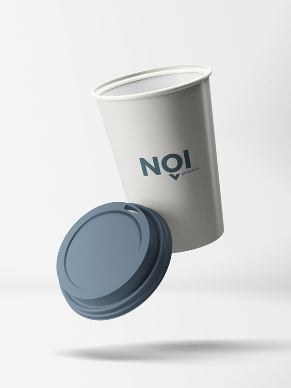 Diseño y desarrollo de identidad visual corporativa para NOI Gelato&Co. Vaso de granizados.