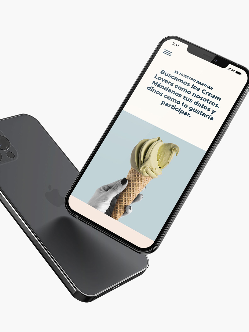 Diseño y desarrollo de website corporativo para NOI Gelato&Co. Vista detalle iPhone.