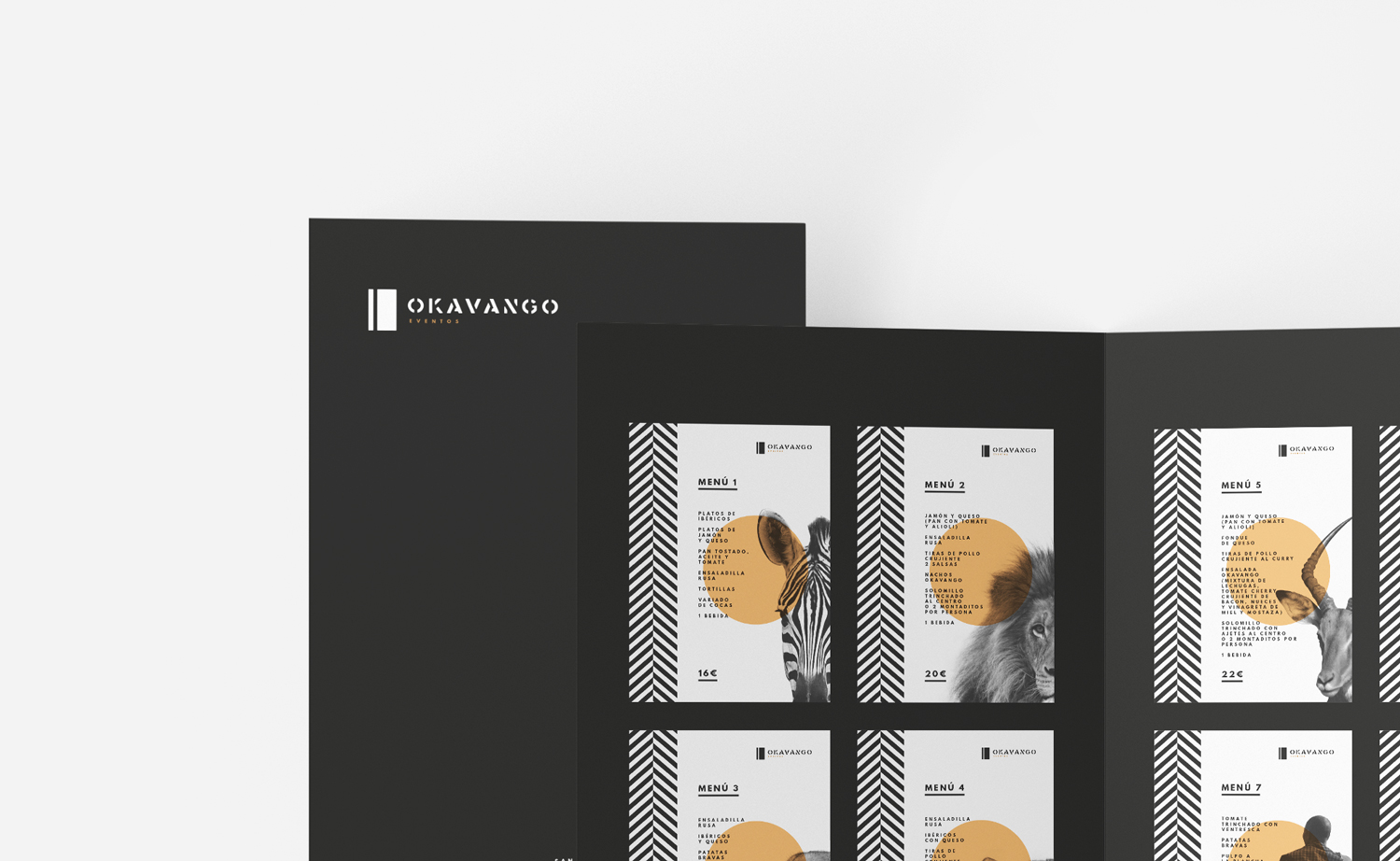 Diseño y desarrollo de identidad visual corporativa para Okavango Café. Menús.