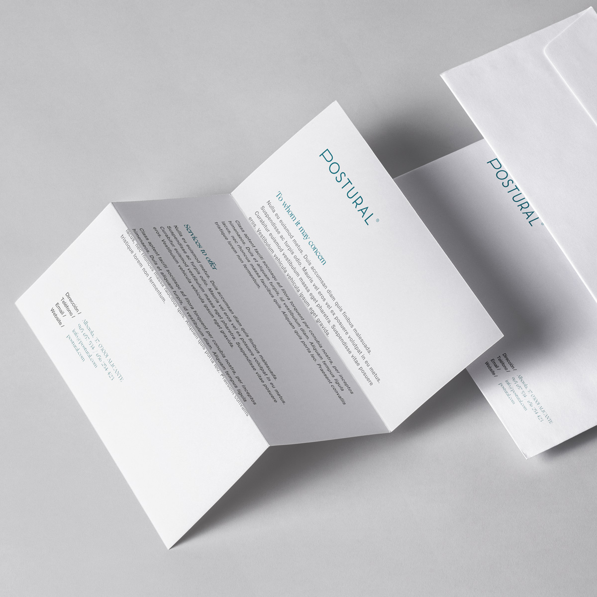 Diseño y desarrollo de identidad visual corporativa para Postural. Sobre tipo.