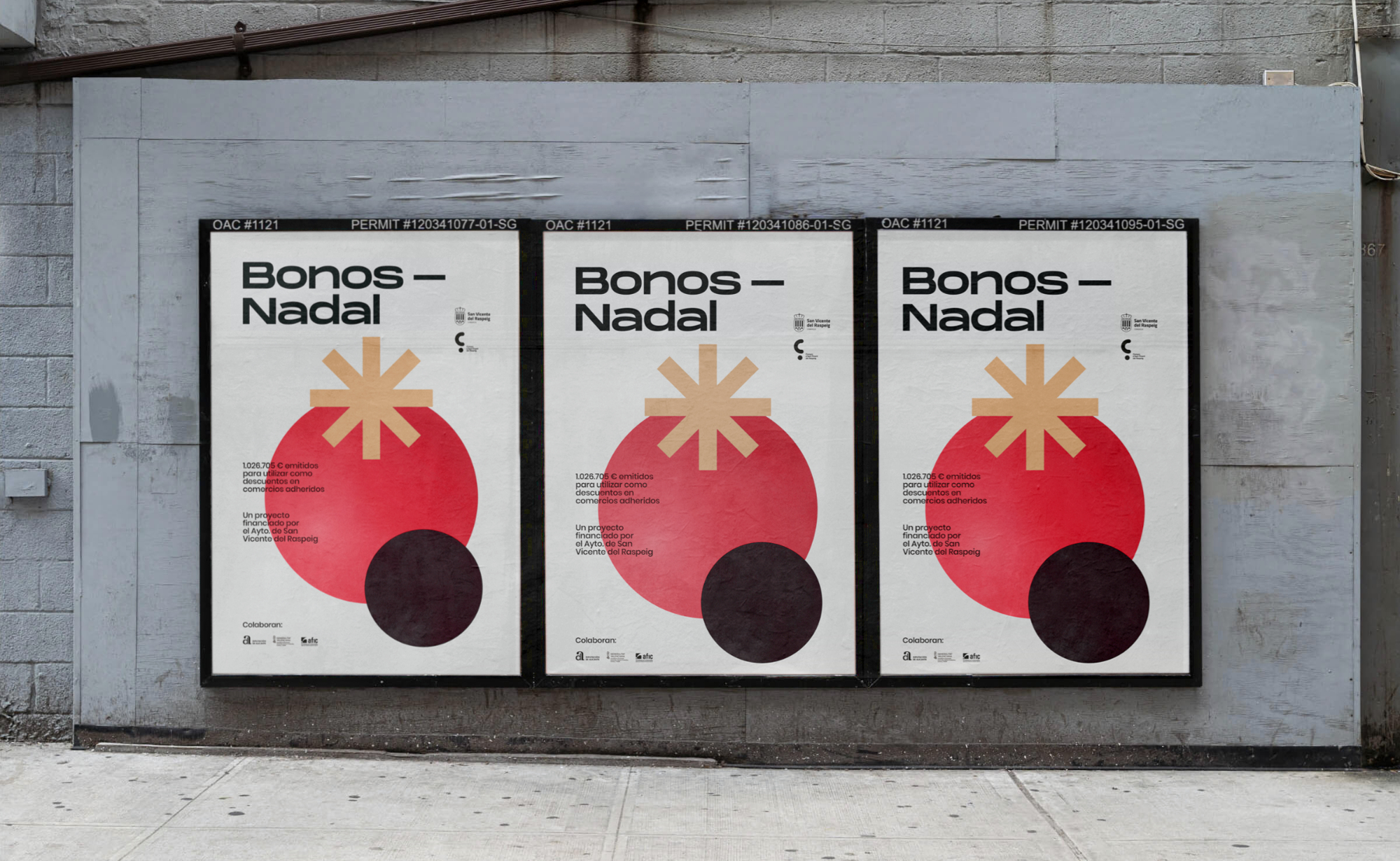 Diseño de cartelería para la la edición navideña de Bonos Raspeig.