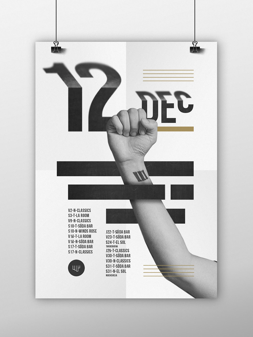 Diseño de cartelería para Puye Dj. Programación mensual Diciembre.