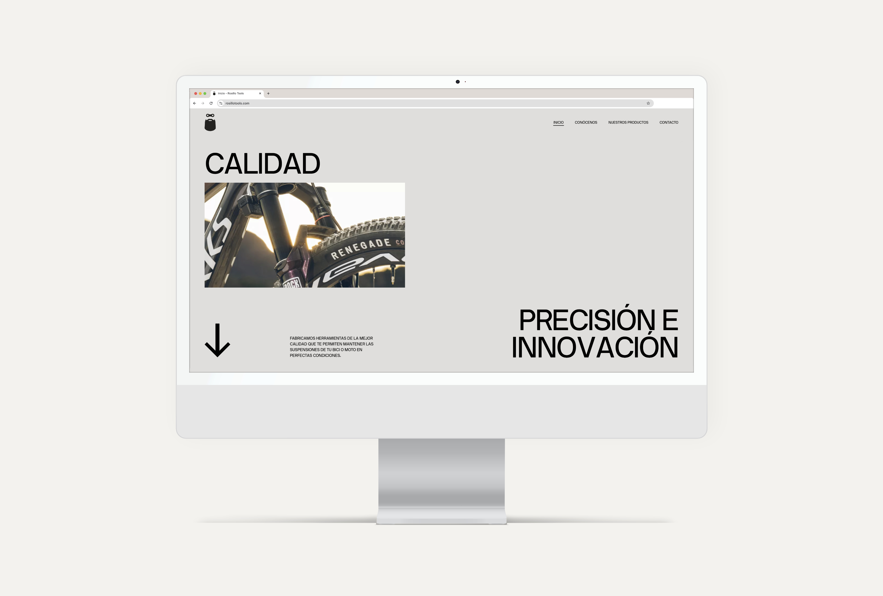 Diseño y desarrollo de website corporativo para Rosillo Tools. Vista home sobremesa.