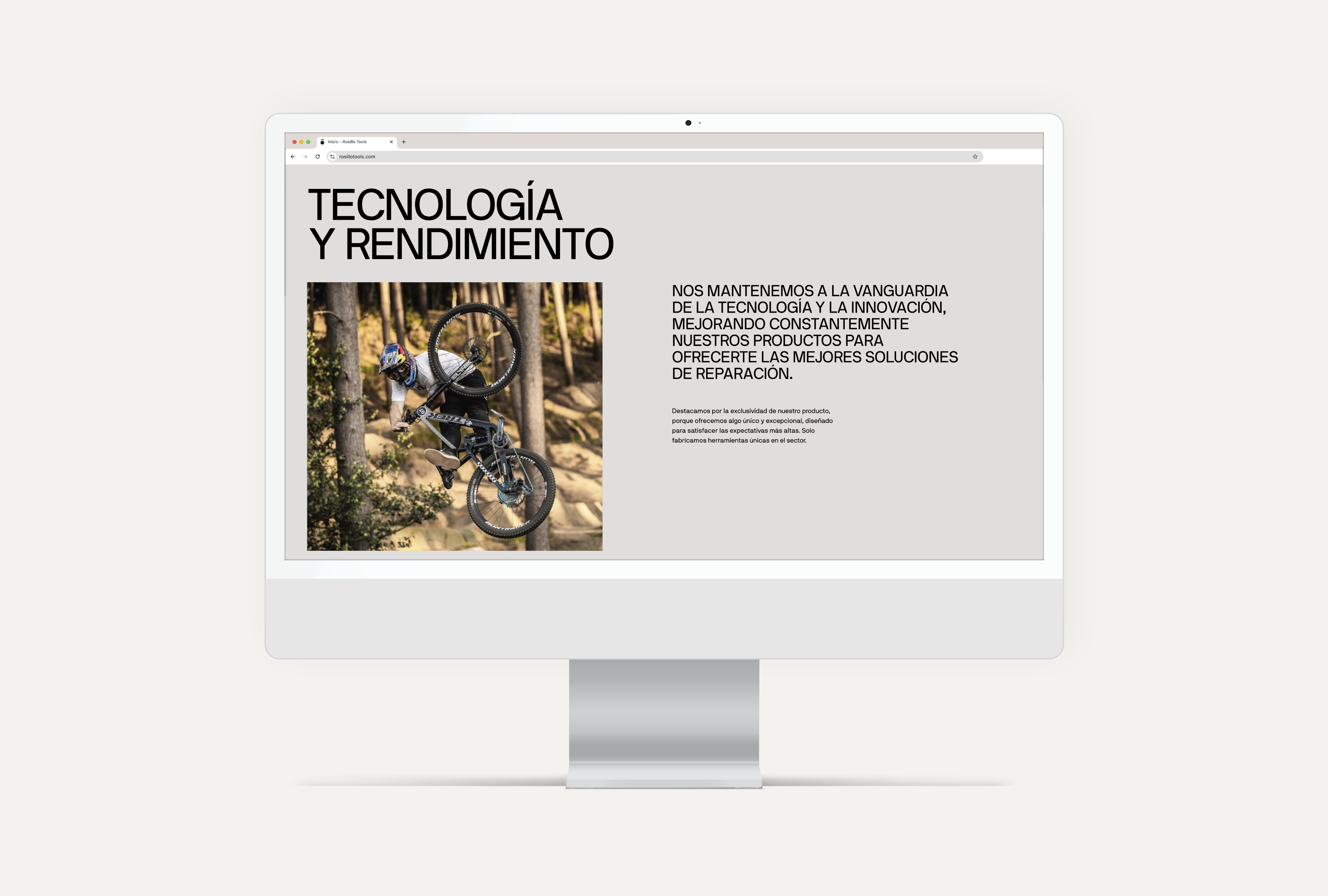 Diseño y desarrollo de website corporativo para Rosillo Tools. Vista layout iMac.