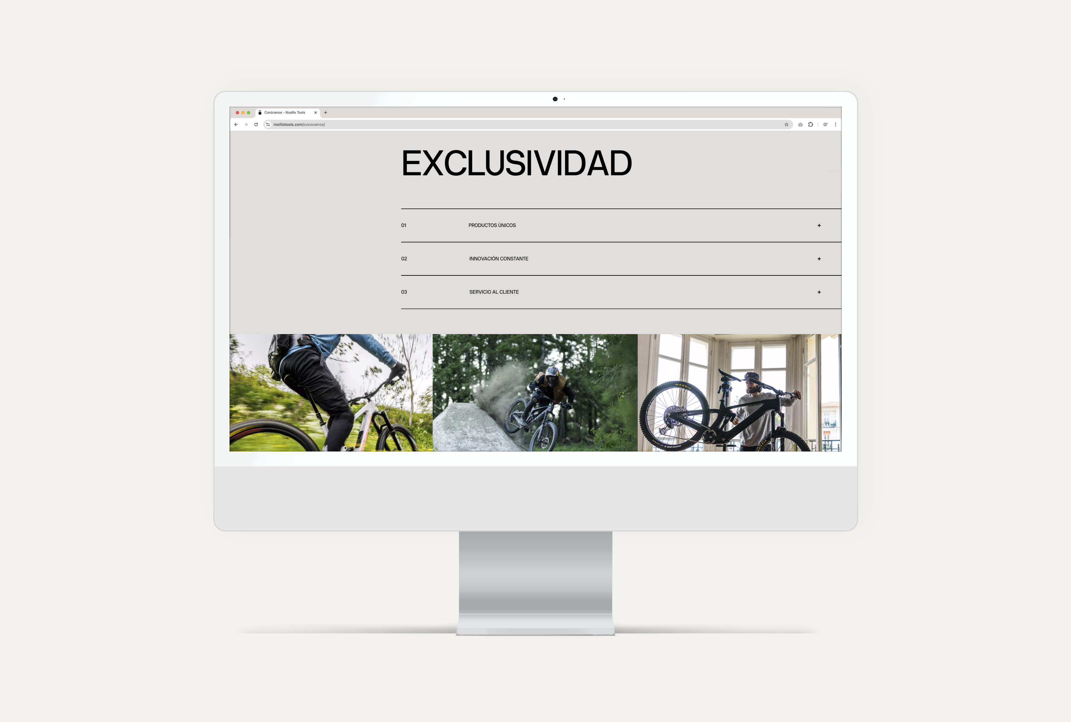Diseño y desarrollo de website corporativo para Rosillo Tools. Vista detalle de sección web.