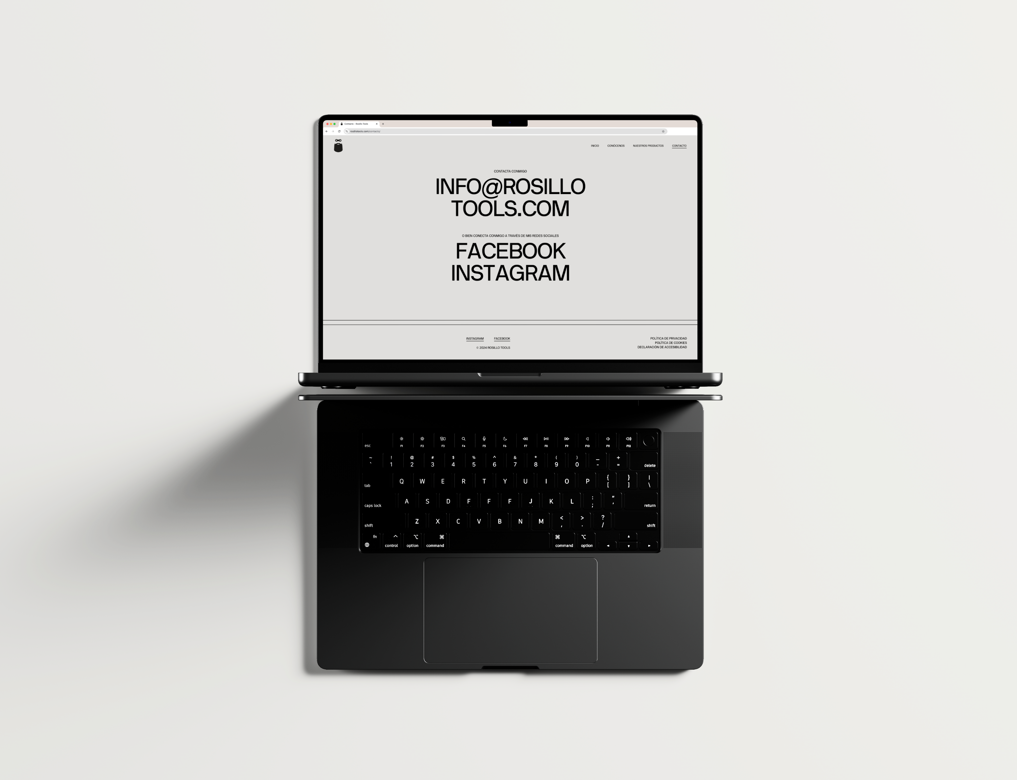 Diseño y desarrollo de website corporativo para Rosillo Tools. Vista detalle de sección web laptop.