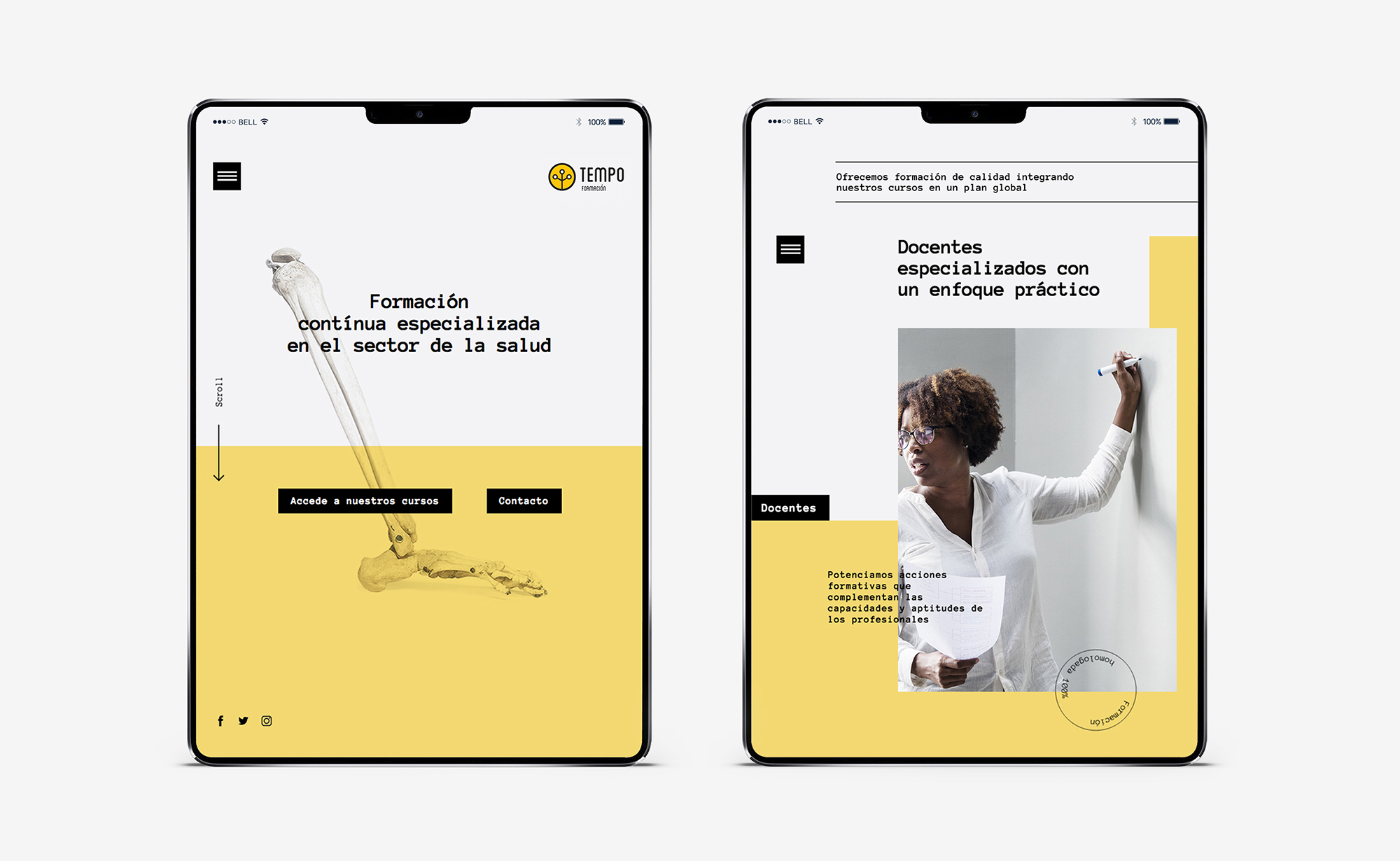 Diseño y desarrollo de website corporativo para Tempo Formación. Vista iPad.