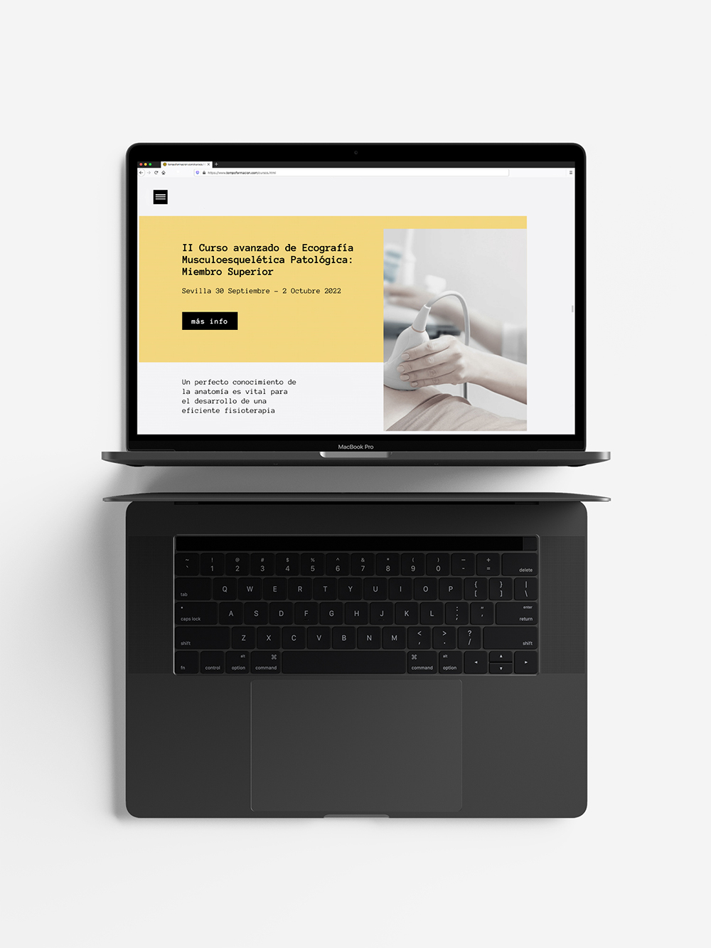Diseño y desarrollo de website corporativo para Tempo Formación.. Vista detalle Macbook.