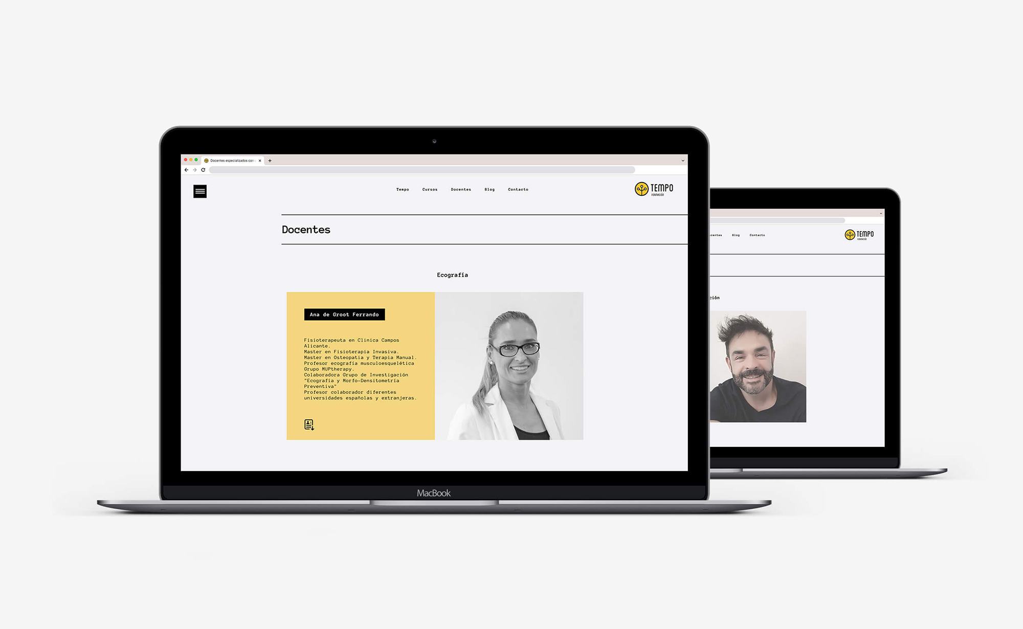 Diseño y desarrollo de website corporativo para Tempo Formación. Vista detalle Macbook.