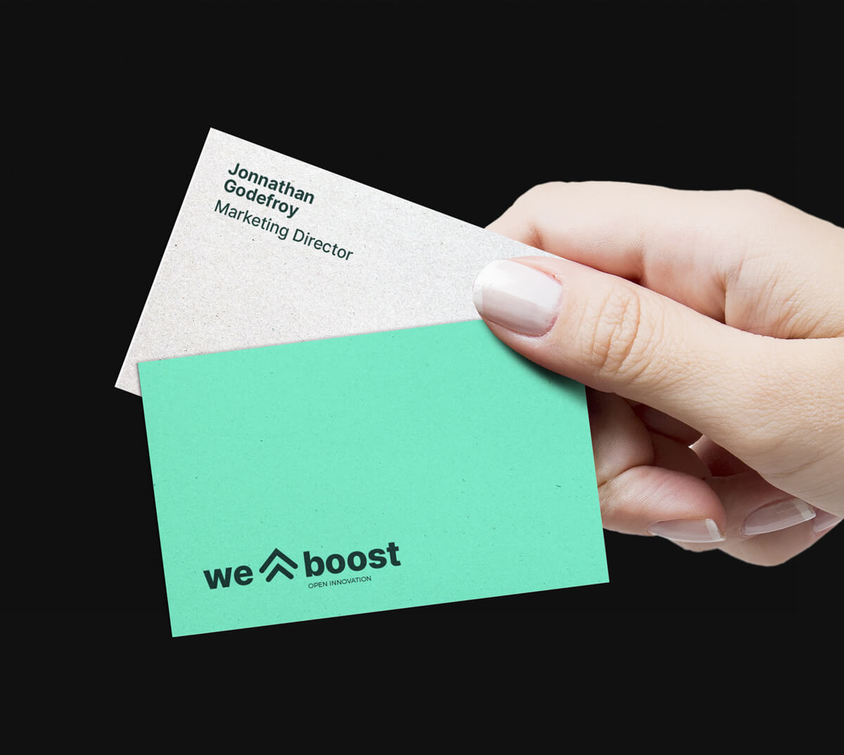 Diseño y desarrollo de identidad visual corporativa para Weboost. Tarjeta de visita. Tarjeta de visita.