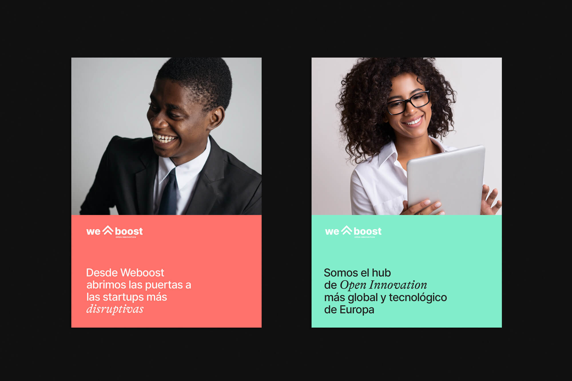 Diseño y desarrollo de identidad visual corporativa para Weboost. Cartelería
