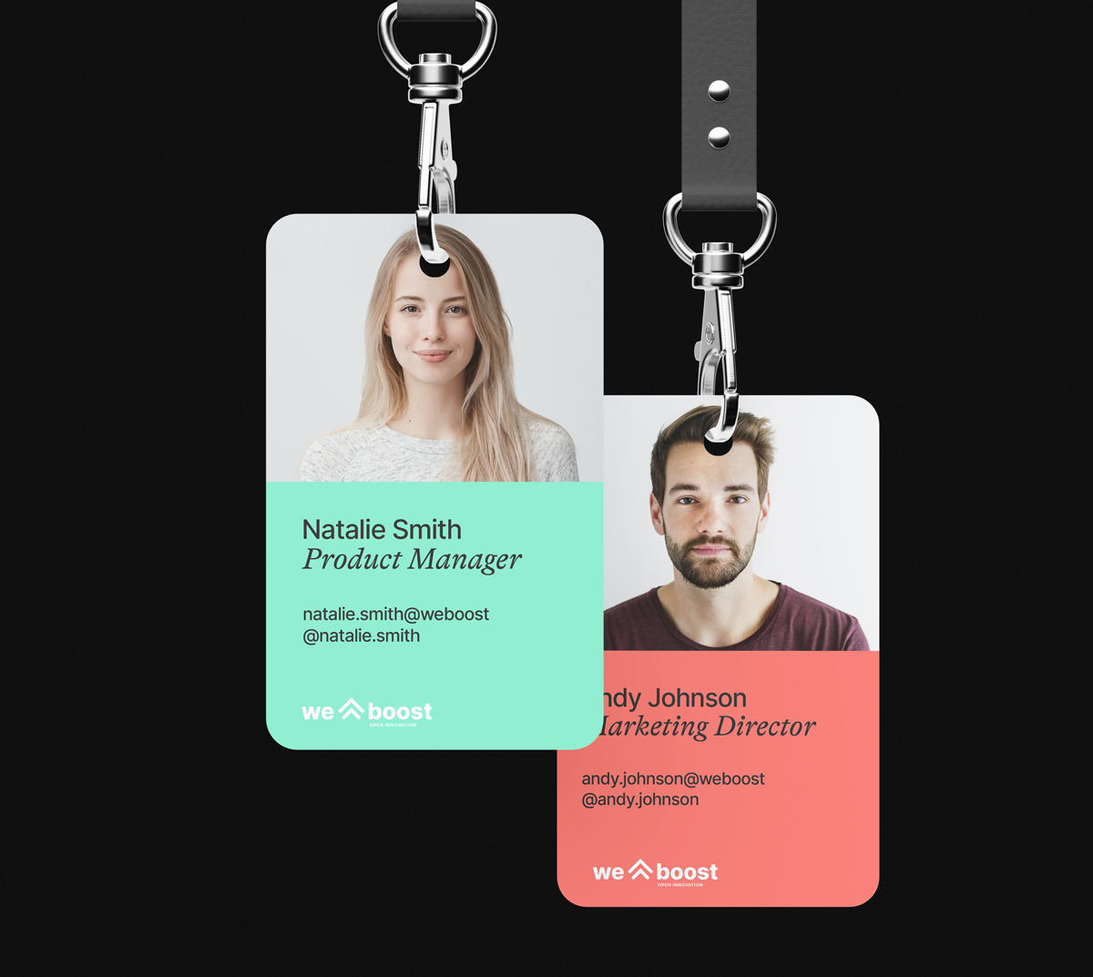 Diseño y desarrollo de identidad visual corporativa para Weboost. ID card.